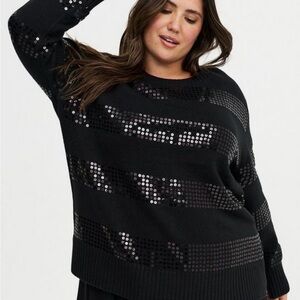 Torrid Black Sequin Crew Neck Sweater